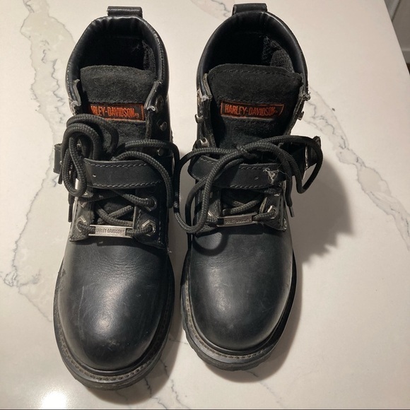 HARLEY DAVIDSON Sz 6 Moto Chunky Sole Thick Leather Zipper and Buckles Booties - Picture 11 of 16